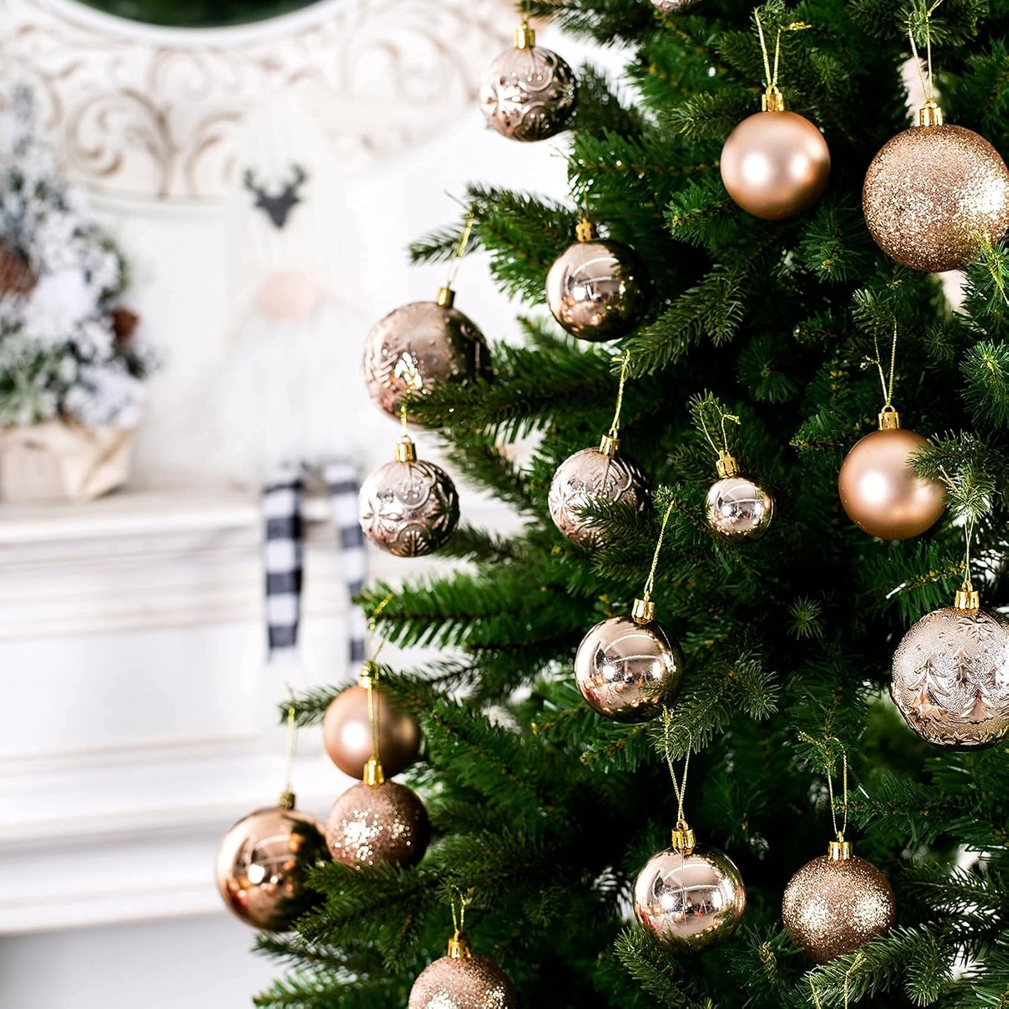 Christmas Ornaments for Xmas Trees,Champagne Shatterproof Christmas Ball Ornaments