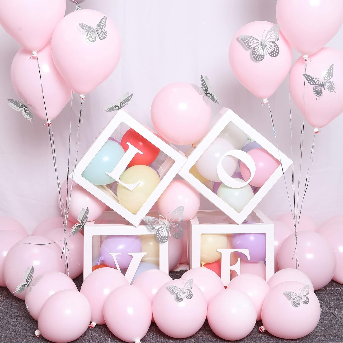 SAOROPEB 3D Butterfly Wall Decor, 48 Pcs 4 Styles 3 Sizes, Removable Metallic Wall Sticker Room Mural Decals for Kids Bedroom Nursery Classroom Party Decoration Wedding Decor DIY Gift (Sliver)