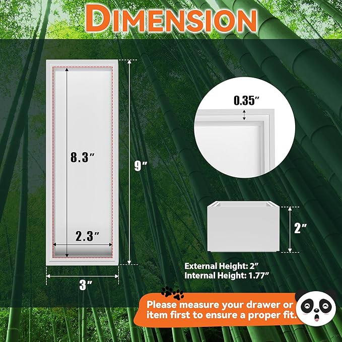 Utensil Organizer Silverware Drawer Organizer - Set of 2, Stackable Kitchen Organization, Bamboo Storage Box Tray for Kitchen Gadgets Bathroom Countertop (White)