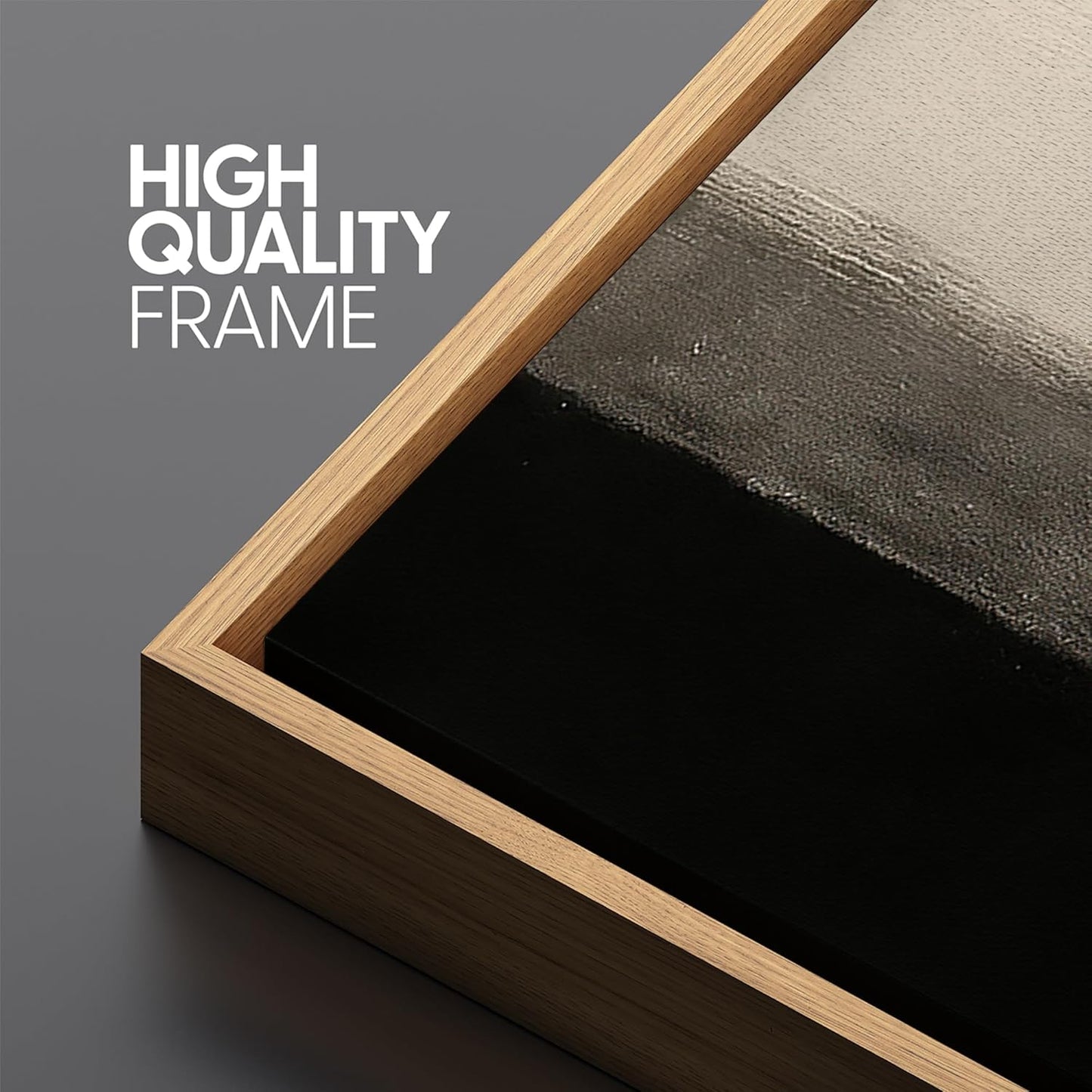 MUDECOR Extra Larg Framed Canvas Print Wall Art Minimalist Black and Beige Abstract Neutral Tones Modern Illustrations Decorative Colorful for Bedroom - 60"x30"