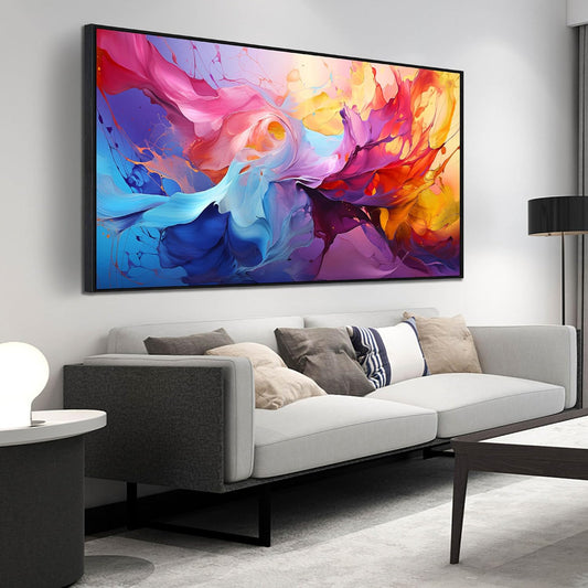 Abstract Wall Art for Living Room, Colorful Canvas Wall Decor for Bedroom, Framed Picture Print, Large Size 59x29 Inches
