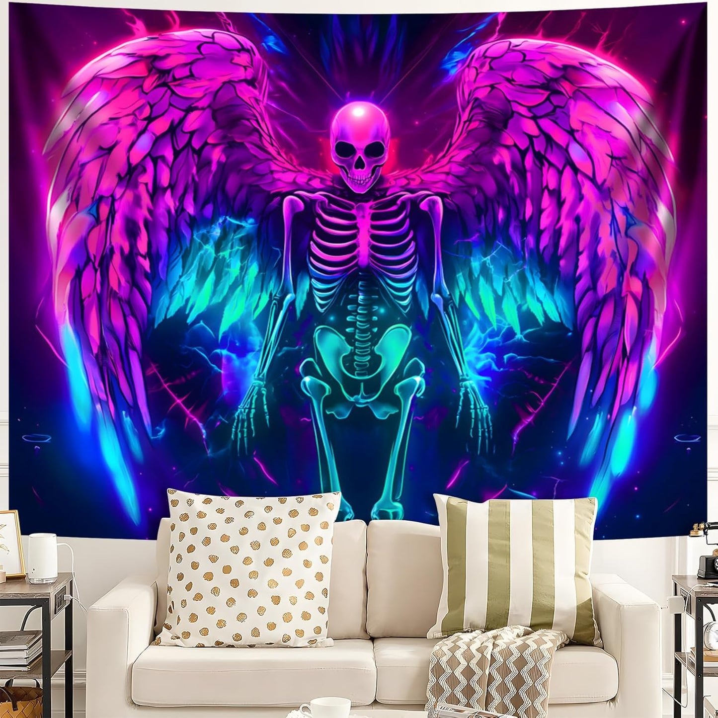 Blacklight Tapestry,WingTapestry Glow In The Dark,UV Reactive Black Light Upright Posters Wall Hanging for Bedroom Dorm Living Room Backdrop Decor (wing13, 79L" x 59W")