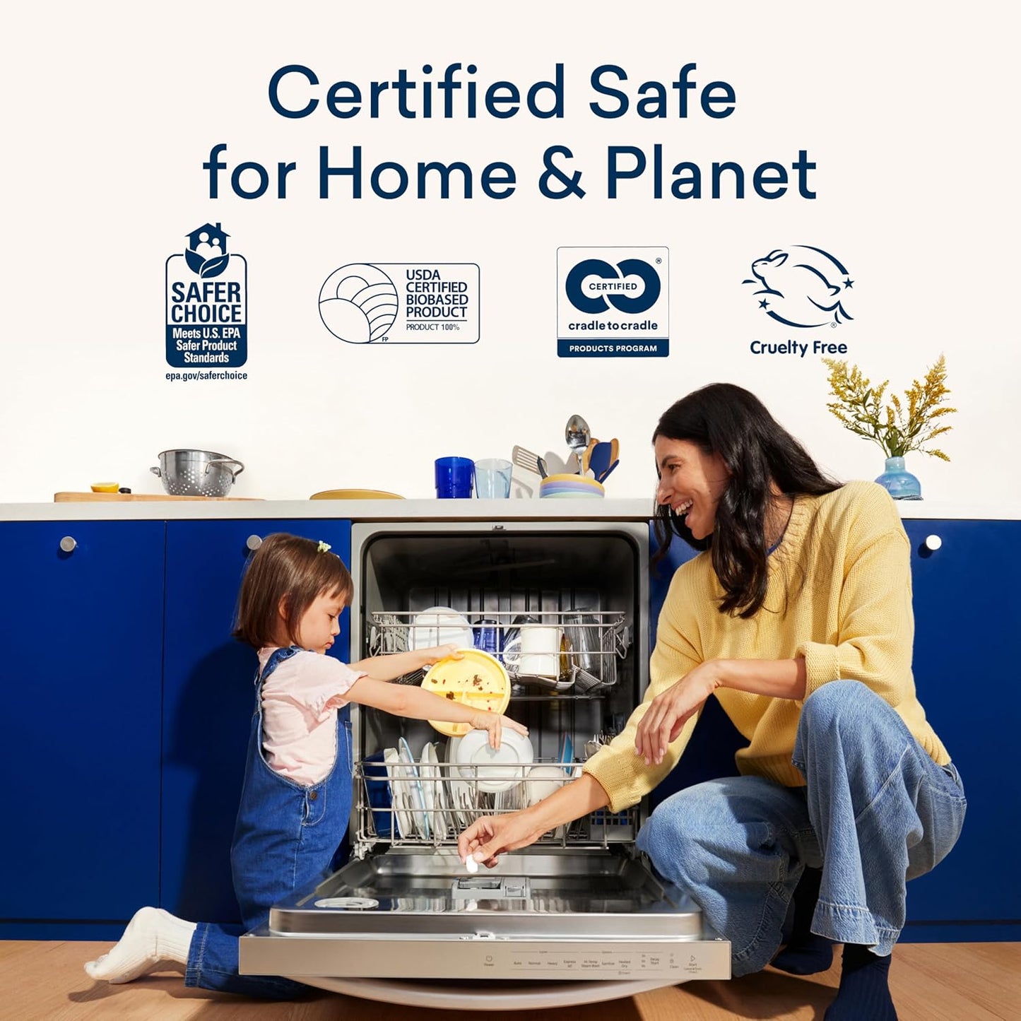 BLUELAND 100% Plastic-Free Dishwasher Detergent Tablets, 36 Count, Lemon Zest Scent, Eco Friendly Dishwashing Pods, Natural, Sustainable