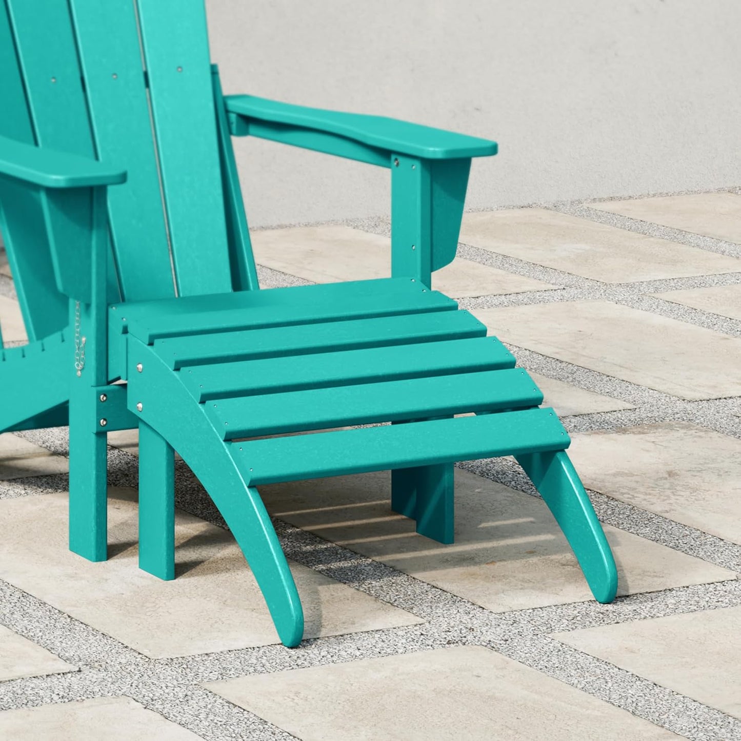 WestinTrends Outdoor Ottoman, Patio Adirondack Ottoman Foot Rest, All Weather Poly Lumber Folding Foot Stool for Adirondack Chair, Widely Used for Outside Porch Pool Lawn Backyard, Turquoise