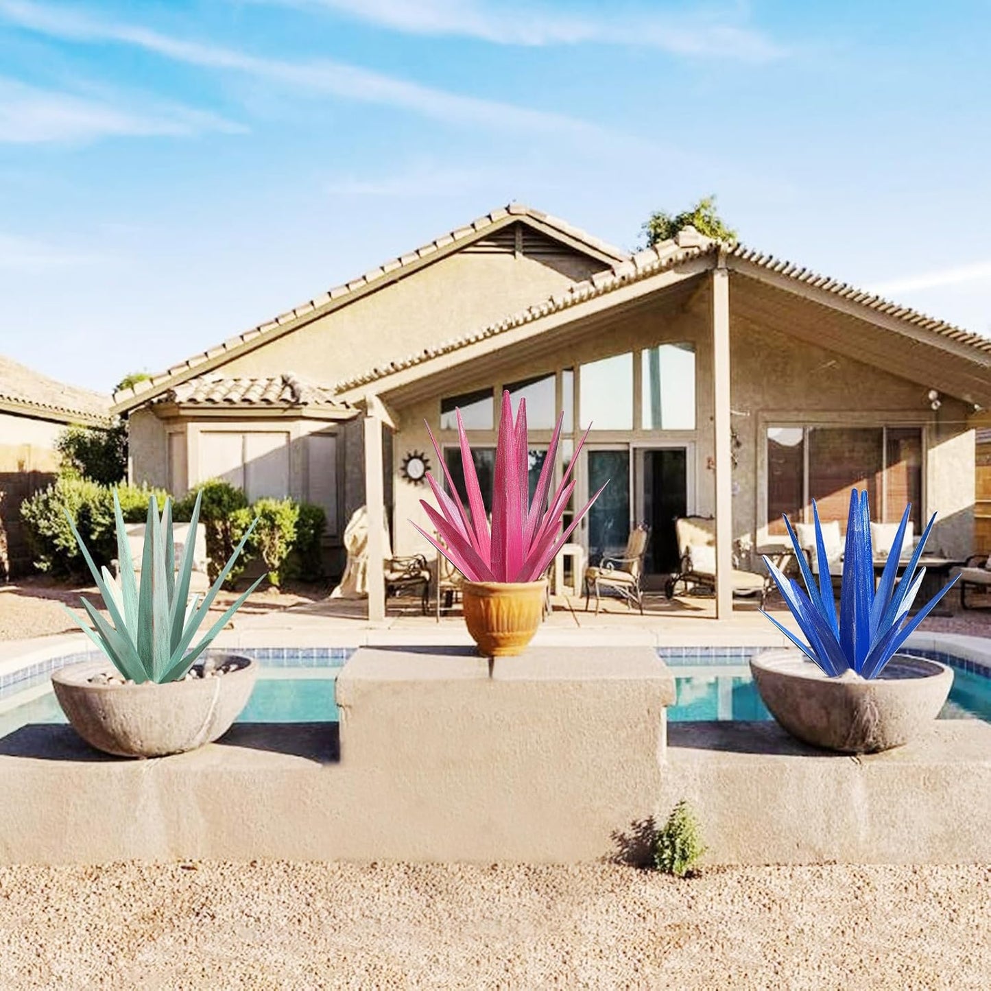 Large Tequila Rustic Sculpture, Rustic Metal Agave Plants for Outdoor Patio Yard, Home Decor Metal Agave Garden Yard Statue