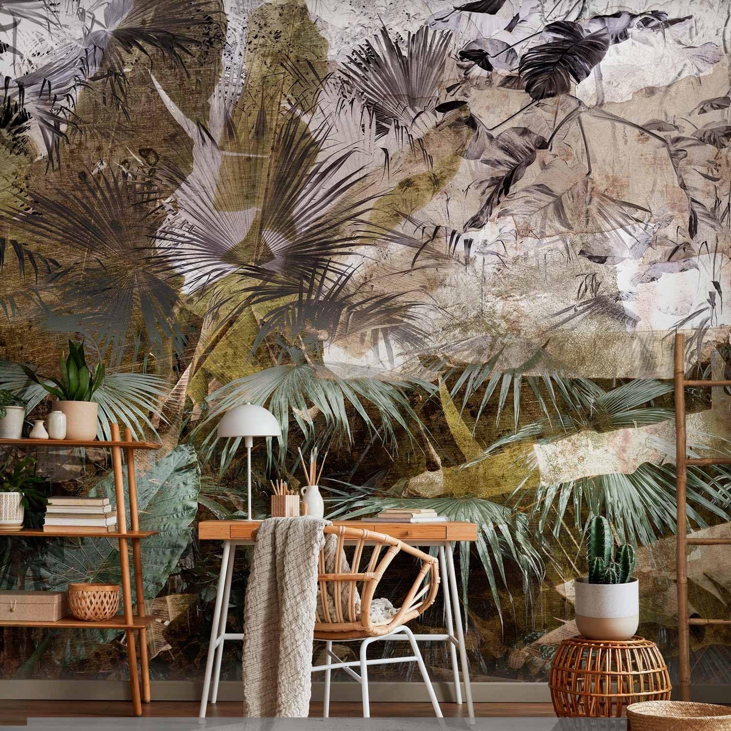 artgeist Wall Mural Tropical Leaves 193x138 in - XXL Peel and Stick Self-Adhesive Wallpaper Removable Large Sticker Foil Wall Decor Print Picture Design Jungle Nature Palm Green Leaves b-C-0789-a-a