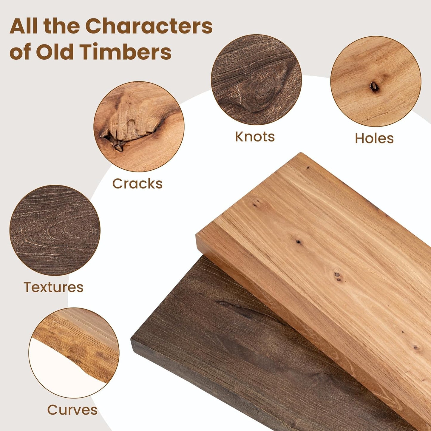 Floating Shelves for Wall Decor, Rustic Solid Elm Wood Floating Shelves Wall Mounted, Wall Shelves with Invisible Bracket for Living Room Bathroom Bedroom Kitchen, 48 Inch, Natural