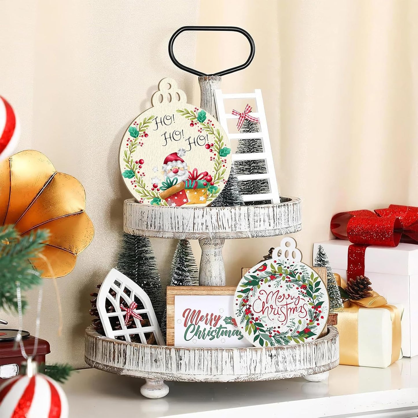 Hollow Wooden Ball Ornaments for Paint Christmas Decorations Cutouts Unfinished 6Pack, Wood Bell for Crafts DIY Blank Cutouts Ornament Winter New Year Decorations 3 Size