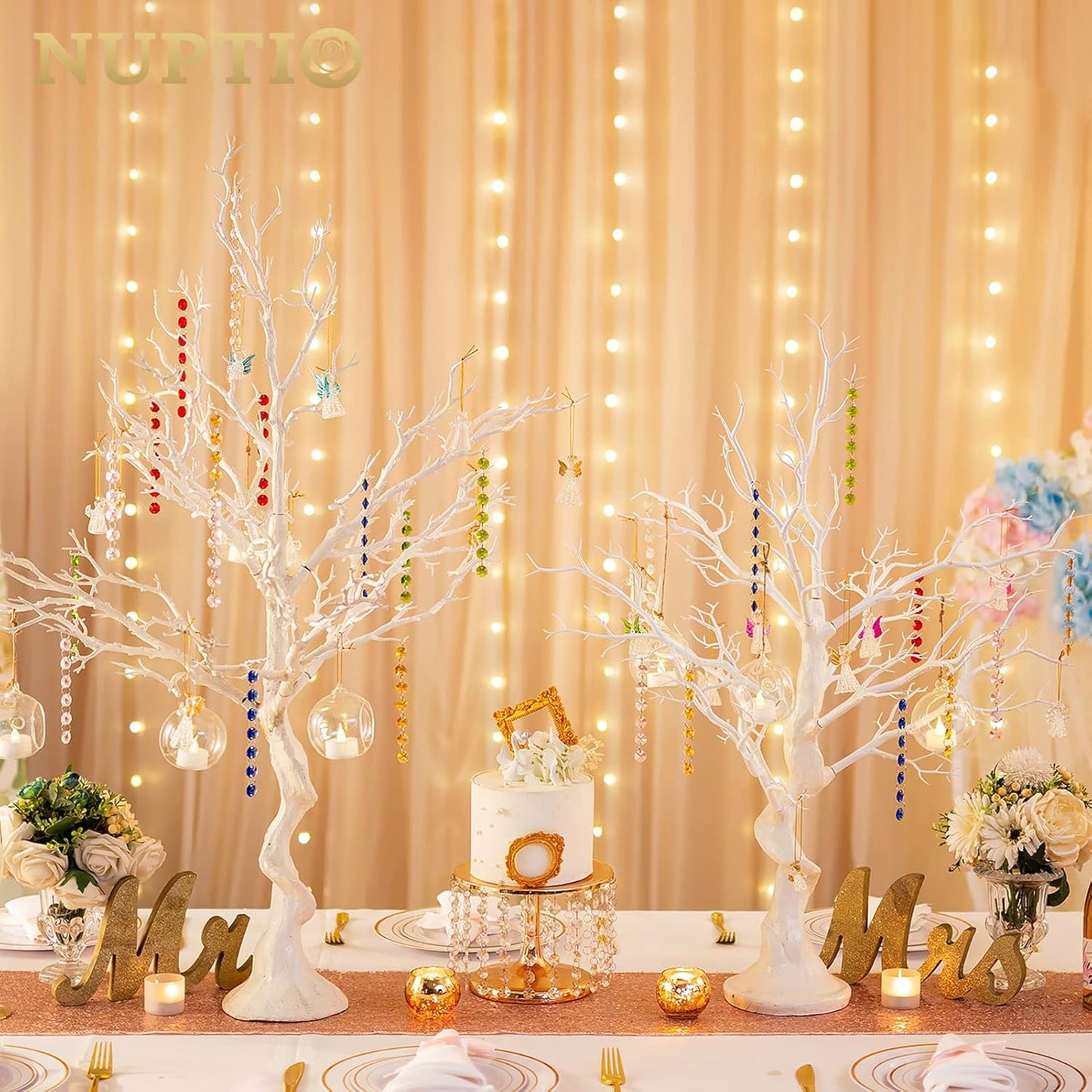 NUPTIO Artificial Christmas Tree Branch: 3.44 feet Tall White Manzanita Tree Halloween Centerpiece Wedding Centerpieces for Tables - Decorative Ornament Display Tree Branches for Weddings (1 Pc)