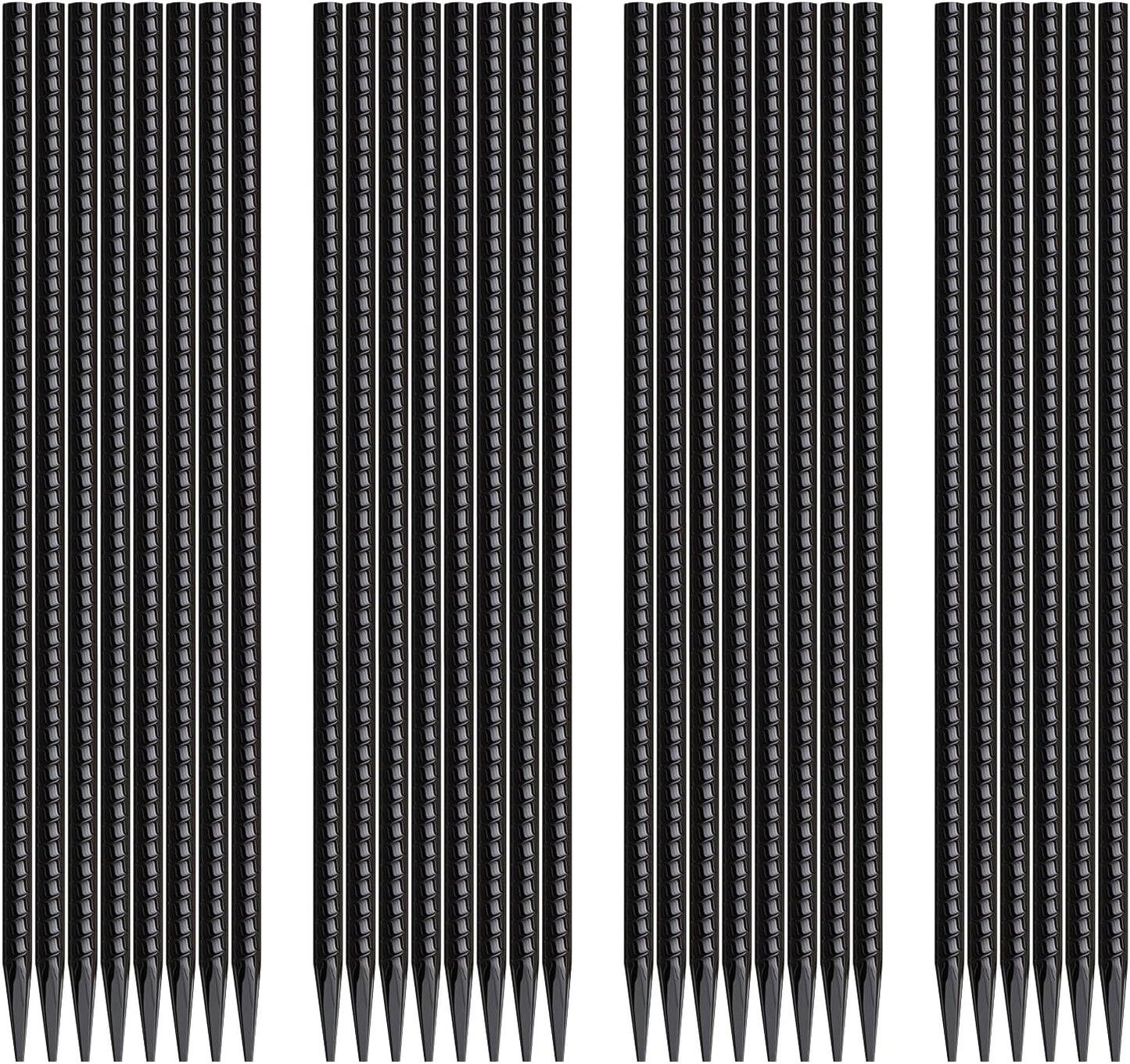 16 Inch Rebar Stakes 30 Pack Heavy Duty Ground Anchors with Chisel Point End Long Straight Steel Tent Stakes 3/8" Thickness Metal Spikes Black Coated for Concrete Timber Camping Garden Plant