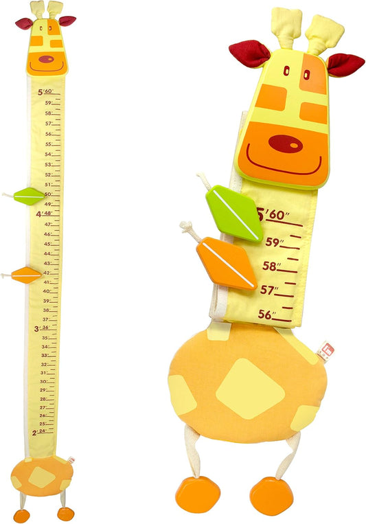 Wood and Fabric Wall Growth Chart, Height Measurement, Scale, Ruler for Kids (Giraffe)