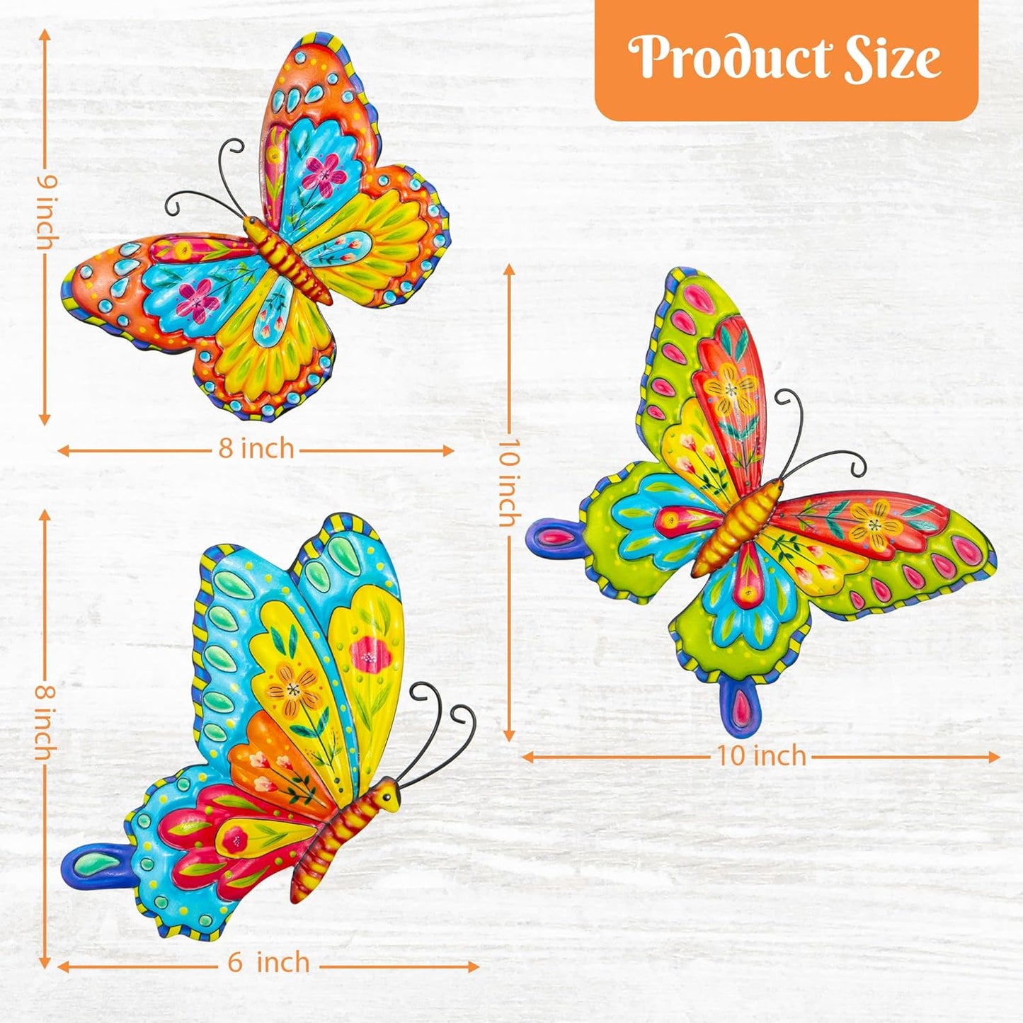 J-Fly Metal Butterfly Wall Decorations Garden Decor Room Decor, Lawn Ornaments Ladybugs Live- 3 Pieces, Outdoor Garden Yard Decor for Home and Office Decoration