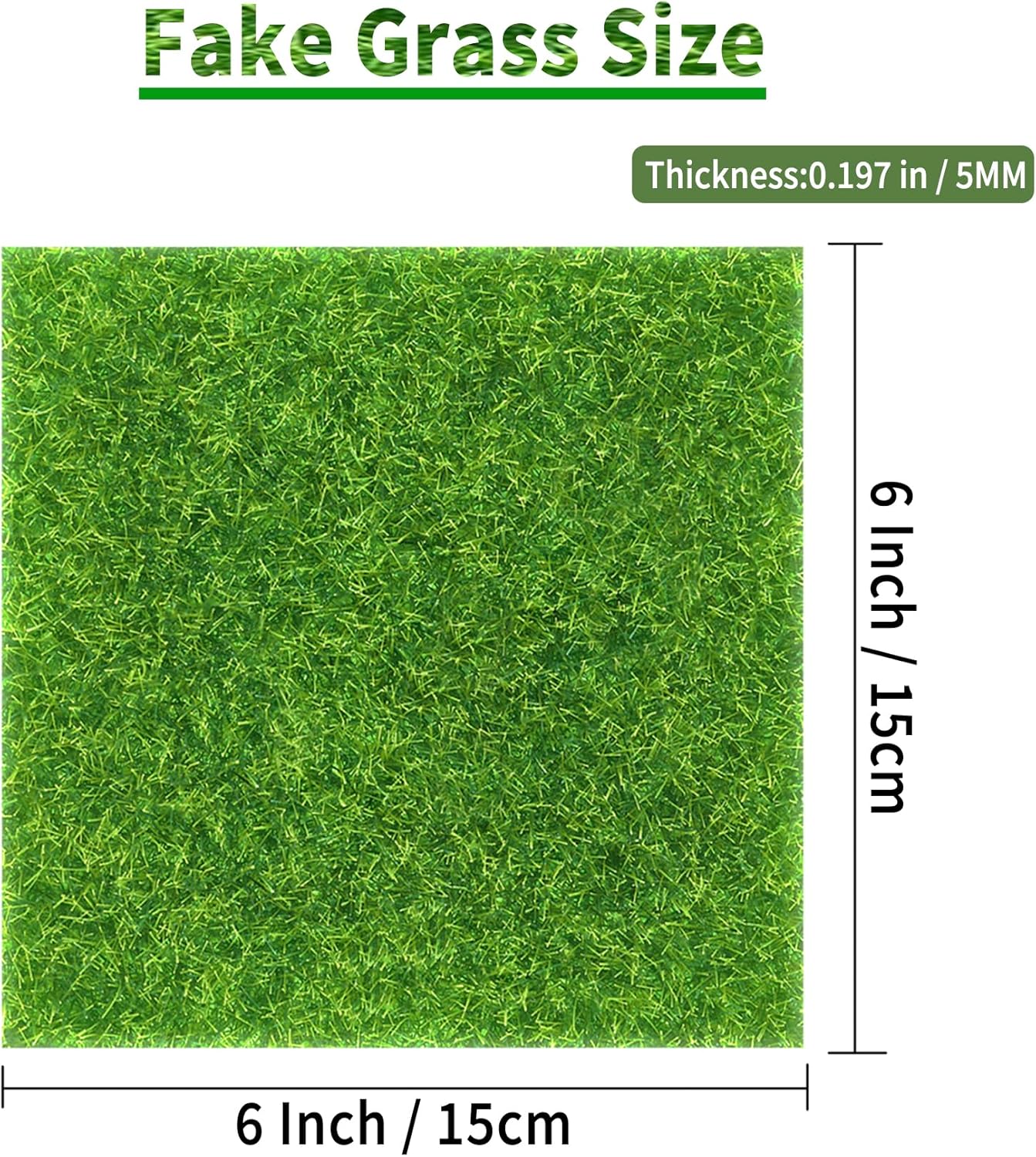 8 Packs 6 X 6 Inch Fake Grass Decor for Crafts, Artificial Grass for Dollhouse Miniature Ornament Projects, Model Turf Grass for DIY Fairy Garden Accessories and Decor Kit