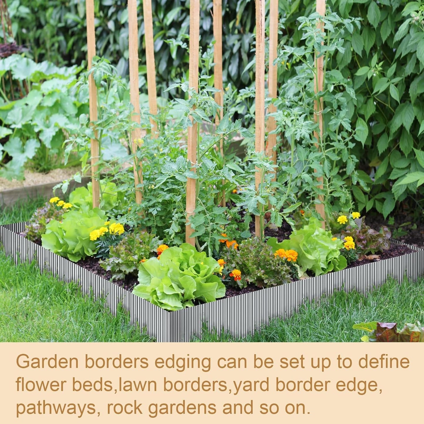 Garden Edging, Corrugated Garden Edging Border Metal Landscaping Edging Border Suitable for Flower Bed and Lawn Edging (6 Inch x 20 FT, Silver)