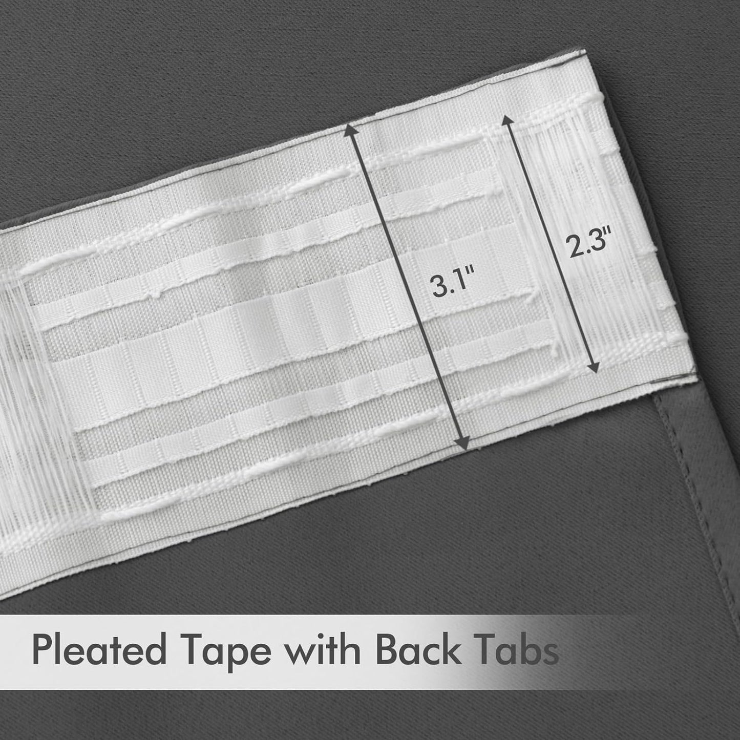 MIULEE Back Tab Grey Blackout Curtains 90 Inch Long 2 Panels Set for Living Room Bedroom Privacy, Rod Pocket/Pinch Pleated Thermal Insulated Room Darkening Light Blocking Curtains, 52 x 90 Inch