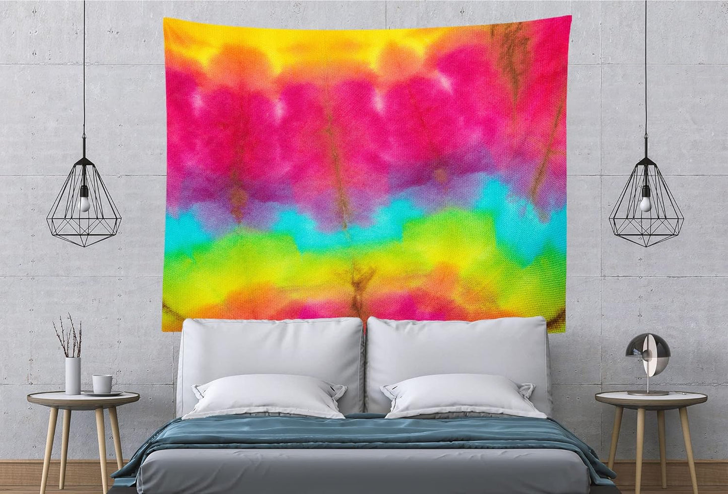 BELECO Tie Dye Tapestry Wall Hanging 70x47 Inch Fabric Tie Dye Color Texture Background Tapestry Groovy Sign Rainbow Tapestry Hippie Tie Dye Tapestries for Bedroom Living Room Dorm Decor