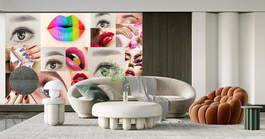 Beauty Salon Nail Enhancement Lipstick Eyelashes Wall Mural Wallpaper 178" x 117"