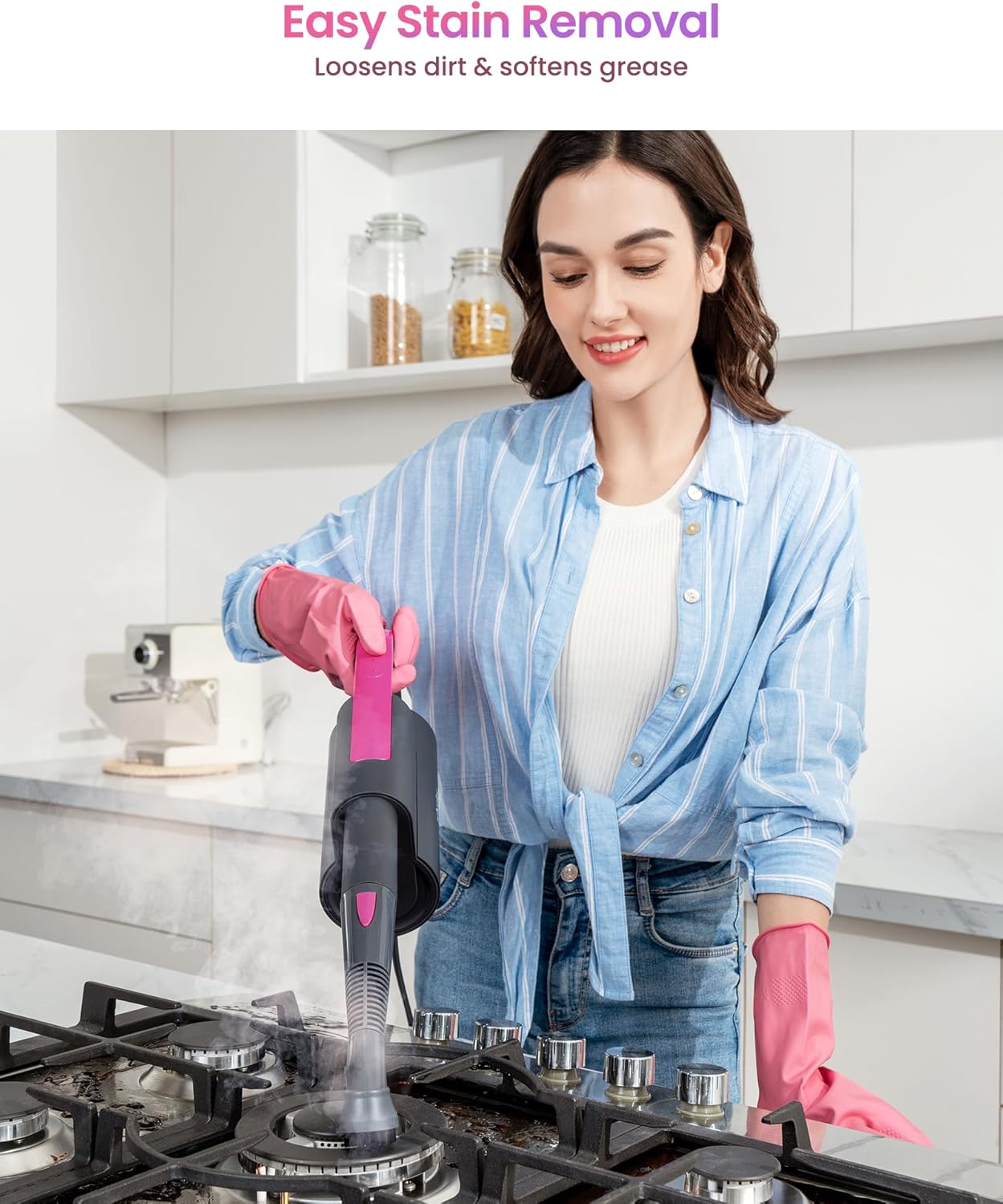 Schenley Steam Mop Cleaner with Detachable Handheld Steamer for Cleaning Hardwood, Laminate Floor, Tiles and Grout, with 7-in-1 Multi-purpose Accessories and Washable Microfiber Pads