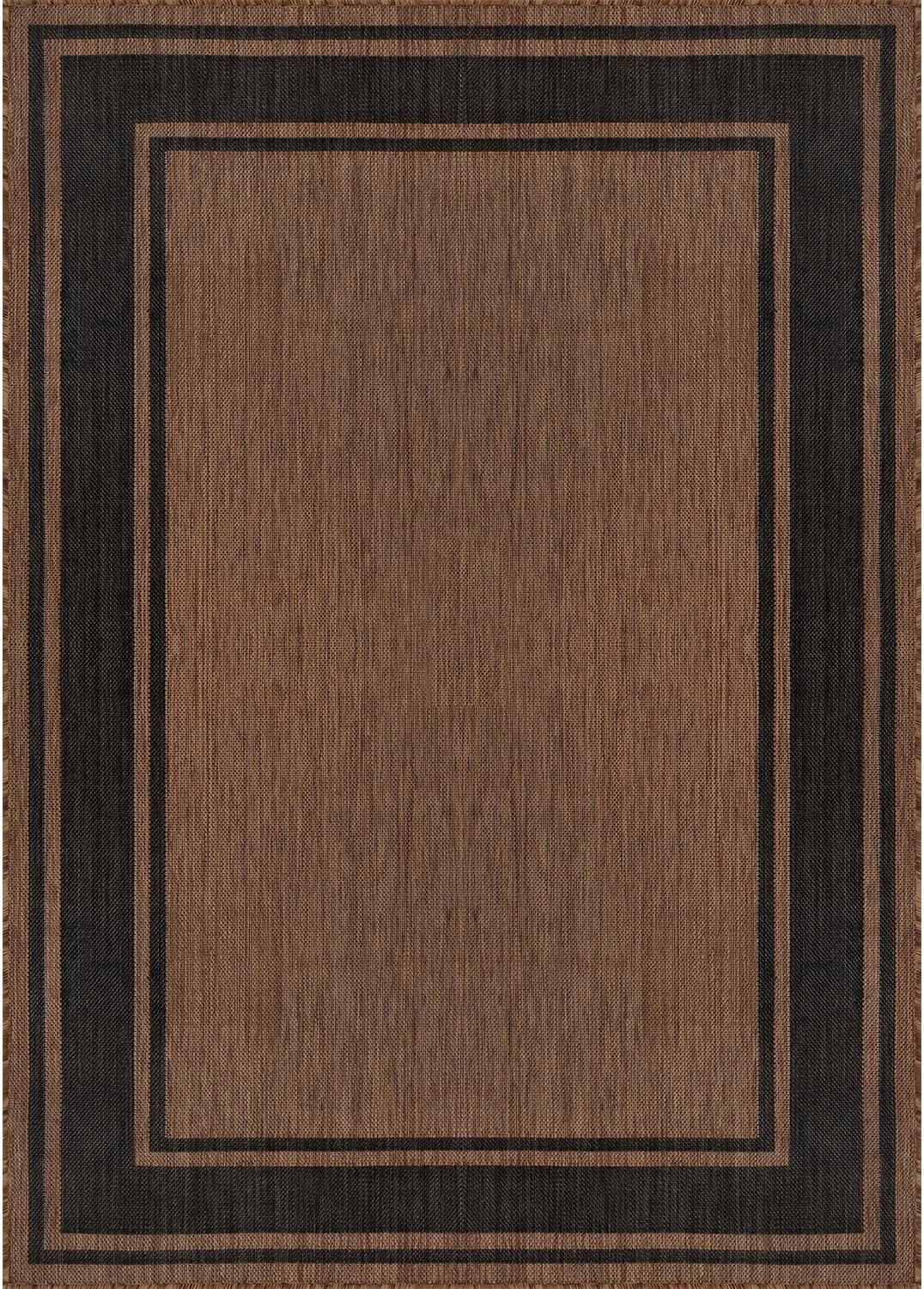 Beverly Rug Large Outdoor Rug 9x12 Modern Bordered Area Rugs for Indoor and Outdoor Patio Deck Porch Garden Waterproof Weather Sun Resistant Washable Outside Carpet (9 x 12 Gold)