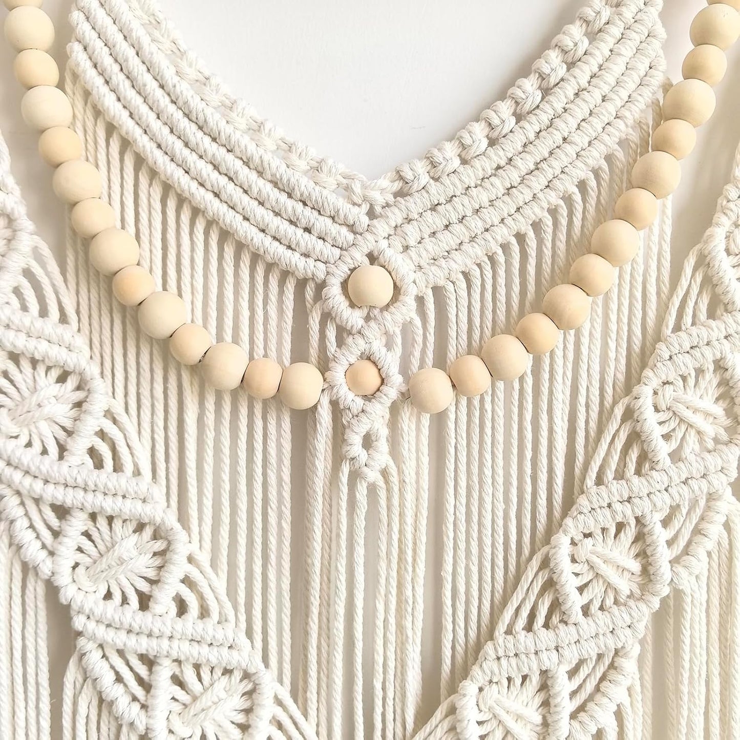 Achart Macrame Wall Hanging Large- Boho Wall Decor- large wall art- Wall Decor Living Room- Macrame Tapestry Boho Decor for Bedroom (Beige-V)