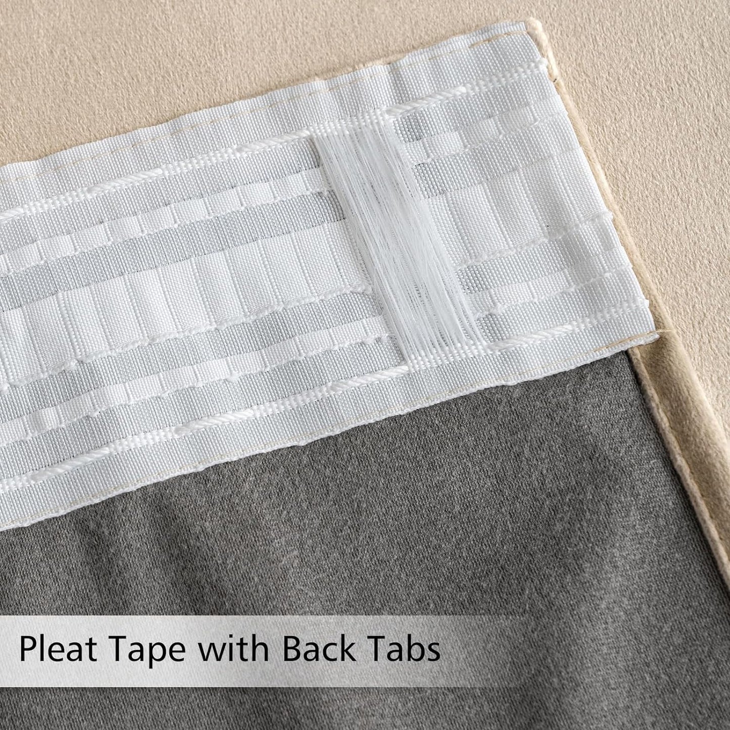 MIULEE Velvet Curtains 96 inches - Pinch Pleated Luxury Room Darkening Curtains for Bedroom Living Room Thermal Insulated Super Soft Window Drapes Back Tab, Camel Beige, W52 x L96 inch, 2 Panels