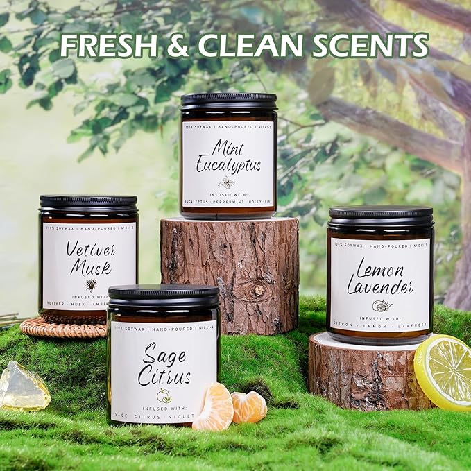Auelife Scented Candle for Home | Sage Citrus Candle | Aromatherapy Candles - Soy Candles for Home Scented, Gifts for Women Men, Citrus Fragrance -7oz, Single Wick Made with Soy Wax