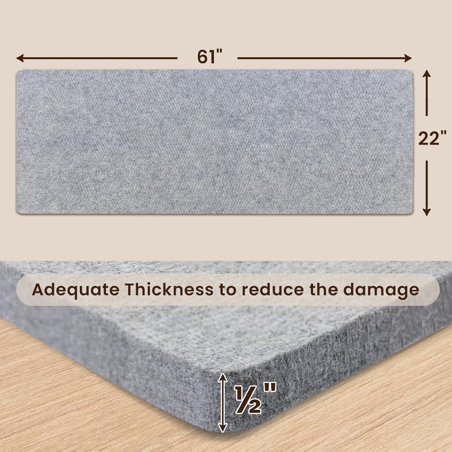 Somime 22x61" Wool Pressing Mat, 100% New Zealand Wool Ironing Mat, Felted Wool Ironing Board for Sewing, Quilting, DIY Crafts, and Embroidery