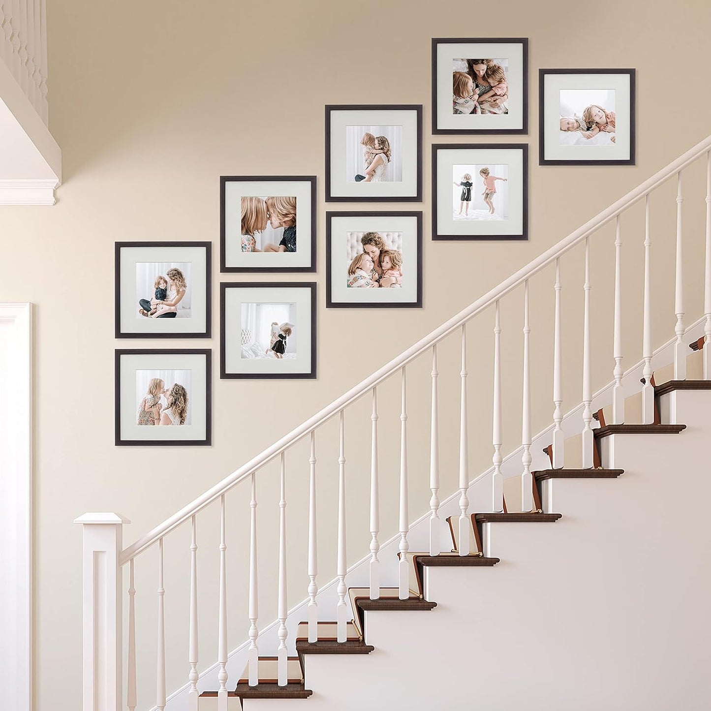 Sheffield Home 9 Piece Gallery Wall Frame Set, 12x12 Inch, Dark Oak