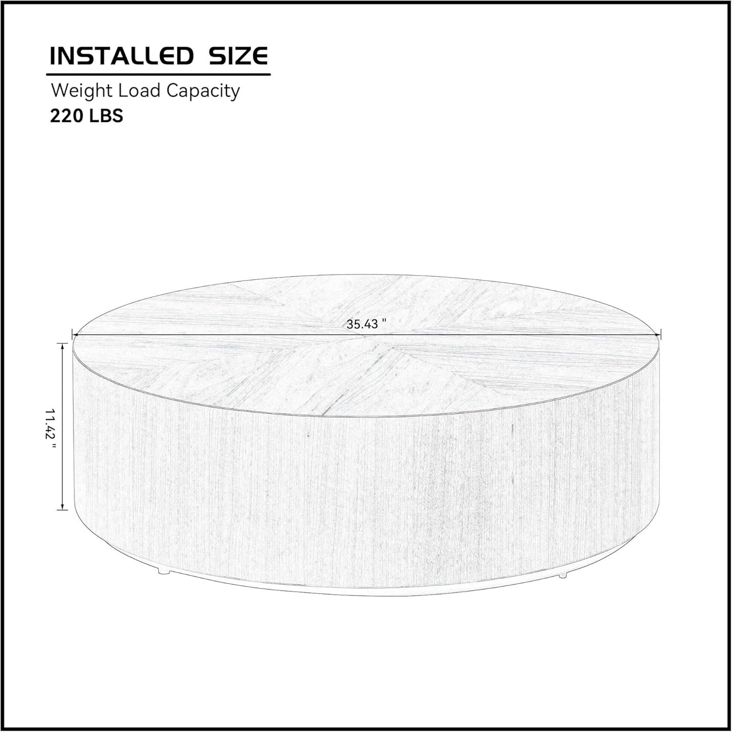 LATBASK 35.5" Round Coffee Table,Rustic Dark Wood Finish,Modern Minimalist Low-Profile Coffee Table for Living Room,Scandinavian Industrial Style,Compact Round Center Table for Small Spaces (Walnut)