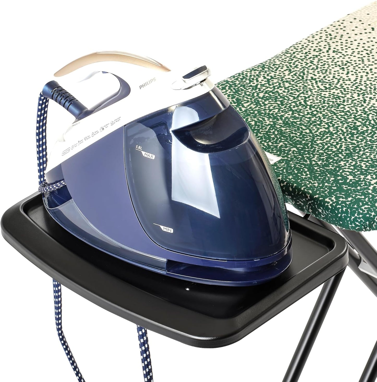 Brabantia - Ironing Board C - Extra Large Steam Unit Holder - Adjustable in Height - Non-Slip Rubber Feet - 100% Fair Trade Cotton Cover with Foam Layer - Foldable XL Unit - New Dawn - 49 x 18 inches