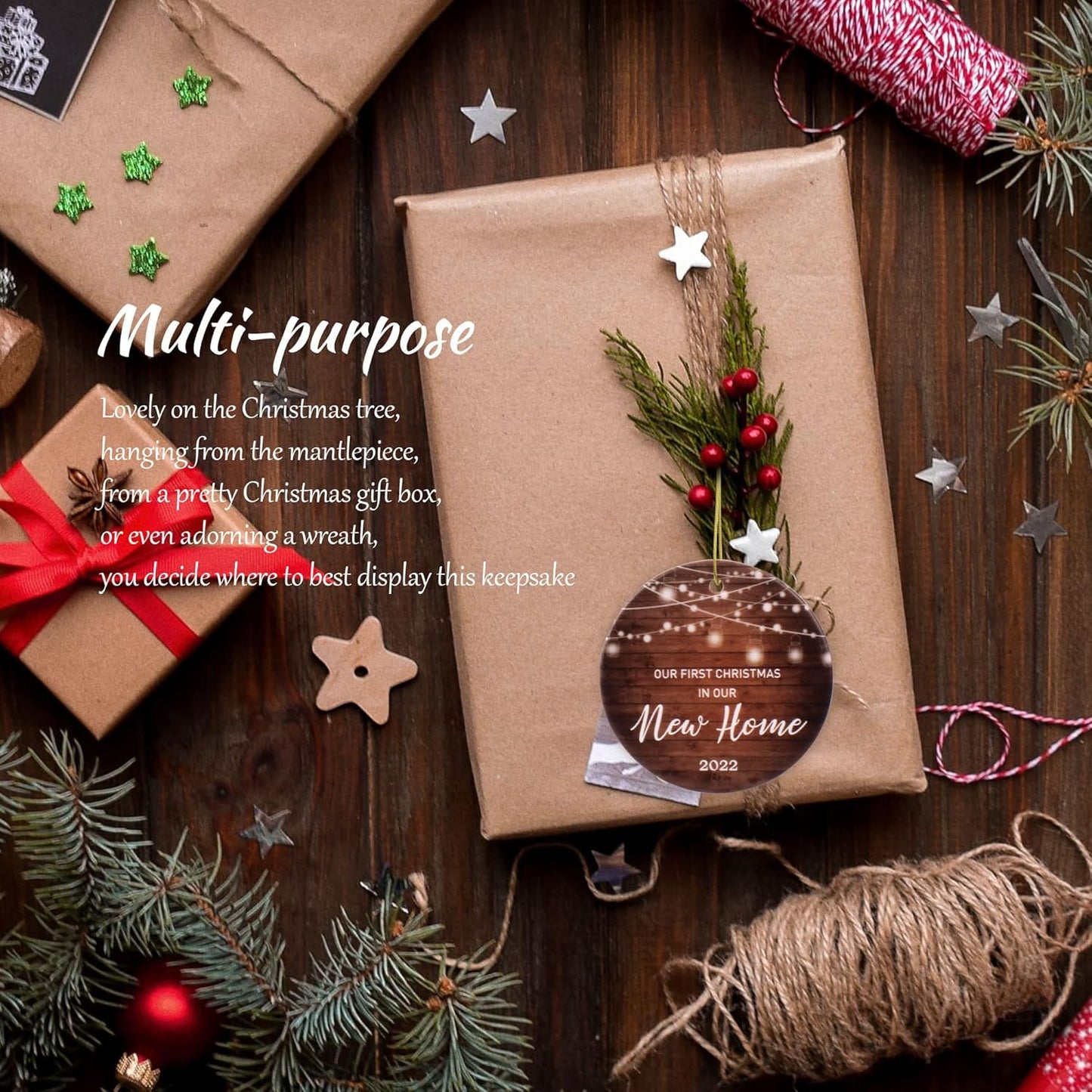 First Home Christmas Tree Ornament - 'Our First Christmas' Keepsake Decoration for New House