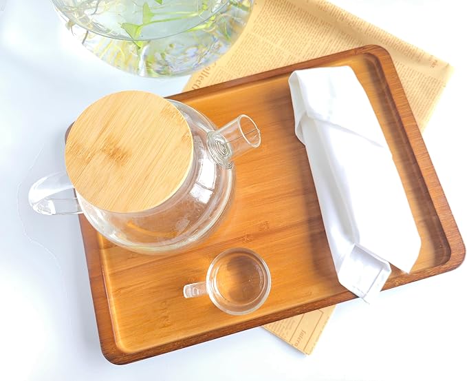 Bamboo Serving Tray – Two Sizes for Breakfast, Tea, Coffee & Snacks – Eco-Friendly Wooden Tray for Bed, Kitchen, Coffee Table, or Decorative Use