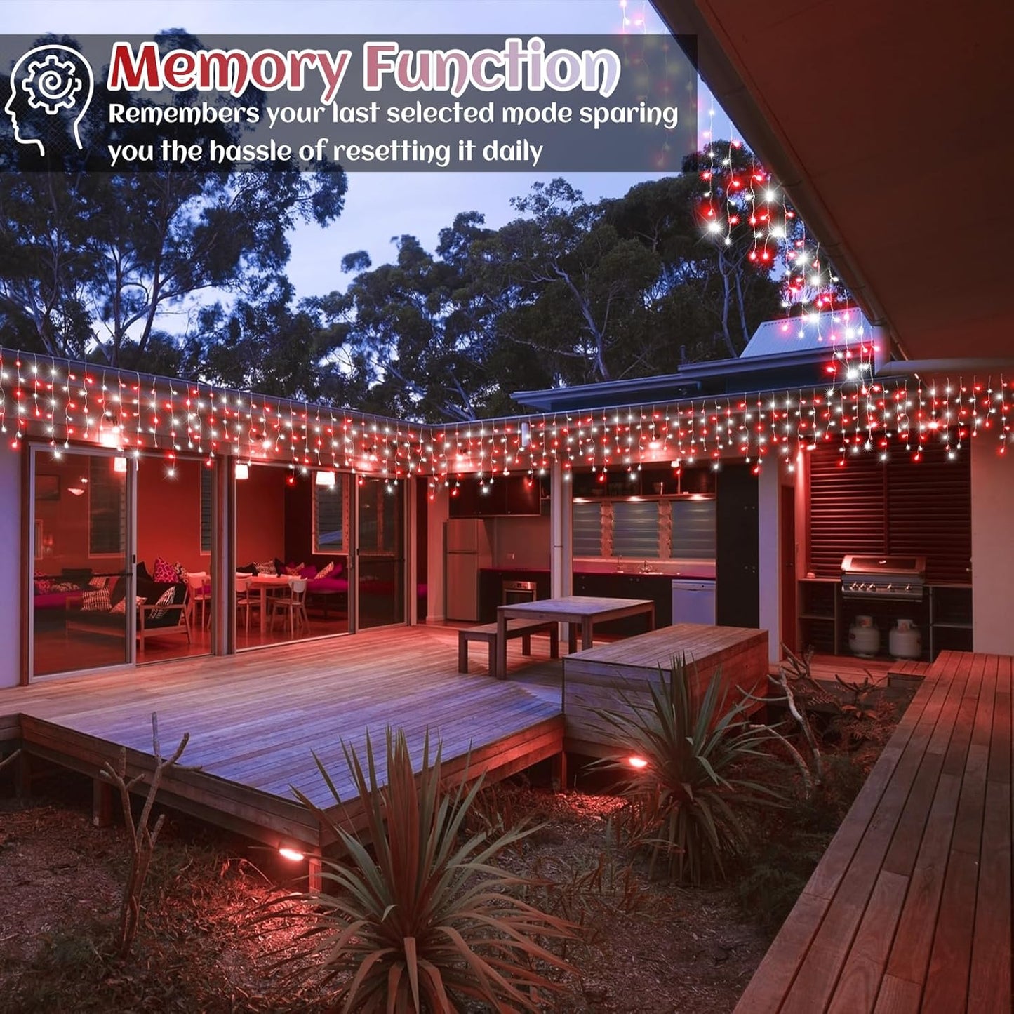 33ft Icicle Lights for Outside, Red and White Christmas Lights Outdoor Indoor, 400 LED Twinkle String Light with 75 Drops Short Curtain Light for Thanksgiving Room Home Wall Bedroom Window Decoration