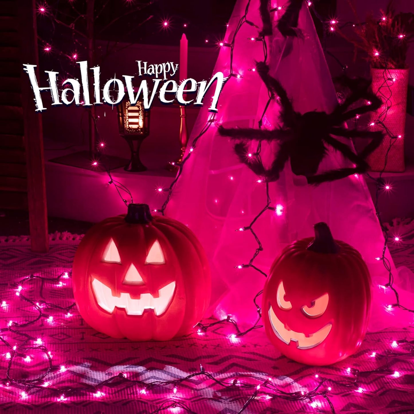 Hopolon Halloween Purple String Lights, 2PACK 50 Mini Fairy Lights Set, Green Wire 13Ft Traditional Halloween Holiday Décor for Home, Christmas Tree, Bedroom, Patio, Wedding (2pcs Purple)