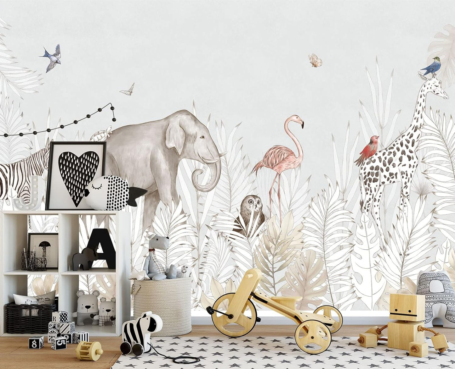 Elephant Zebra Animal Nursery Wallpaper Wall Mural 103" x 69"