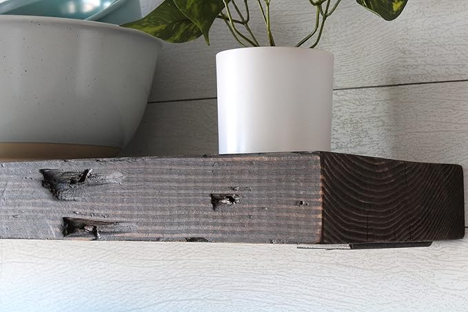 Urban Legacy Reclaimed Barn Joist Deep Floating Shelves | Deep Shelves with Low Profile Shelf Bracket with High Weight Capacity, Set of 2 (36" x 11" x 2.5", Rustic Brown)