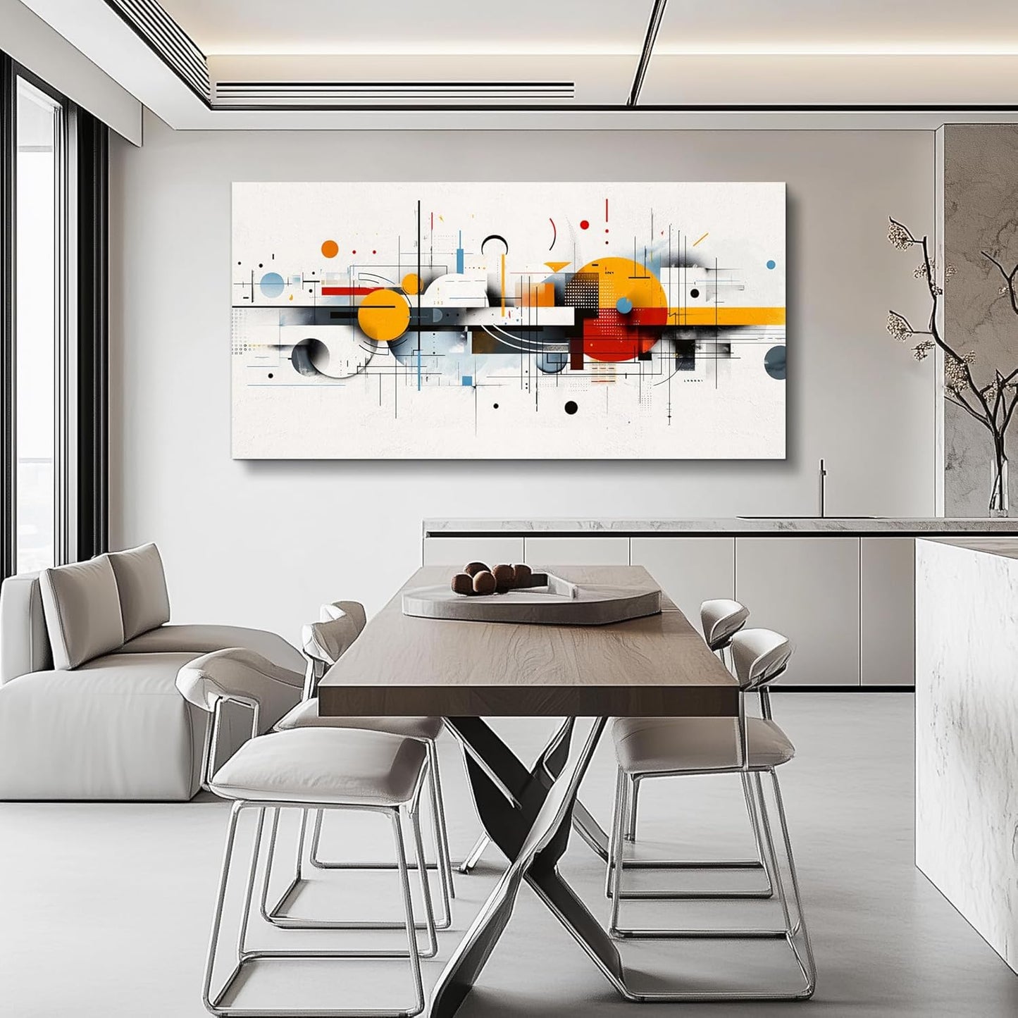 KELIYUAN Large Canvas Modern Print Artwork Home Decor Abstract Geometry Red Yellow Blue Wall Decor For Living Room Dining Room Wall Art For Office Bedroom Hallway Decoration Aesthetics 30 X 60 In
