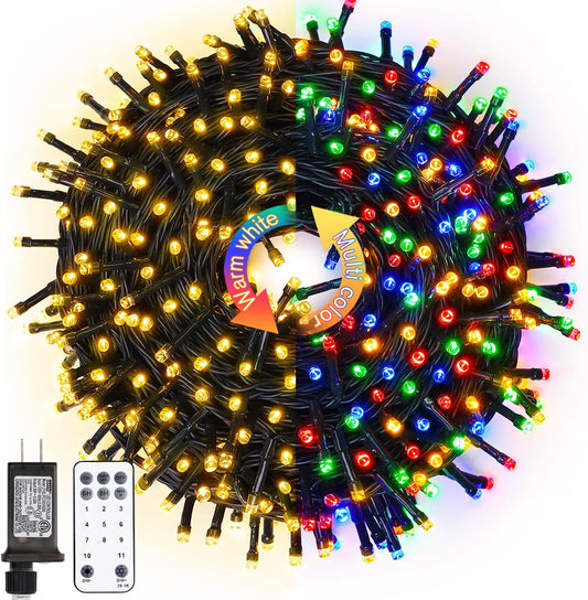 JMEXSUSS Color Changing Christmas Lights, 66ft 200 LED Warm White & Multicolor String Lights Outdoor Waterproof with Remote, Connectable Christmas Tree Lights Plug in for Indoor Xmas Decor