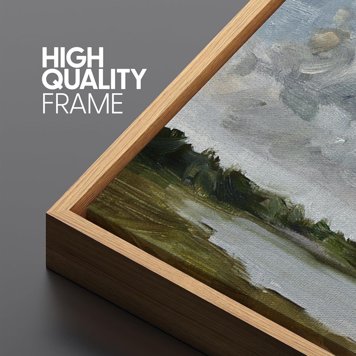 MUDECOR Extra Large Framed Canvas Print Wall Art Tranquil Landscape Soft Brushstroke Lake Scene Illustrations Antique Retro Fine Art Illustrations Decorative Colorful for Bedroom - 60"x30"