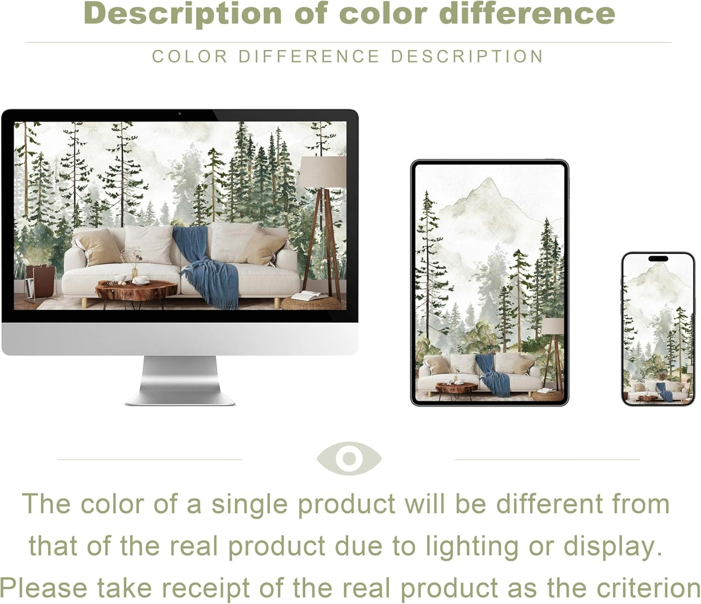 Kids Nursery Wallpaper Green Pine Forest Woodland Wall Mural for Boys Girls Bedroom Living Room(Not Peel and Stick)