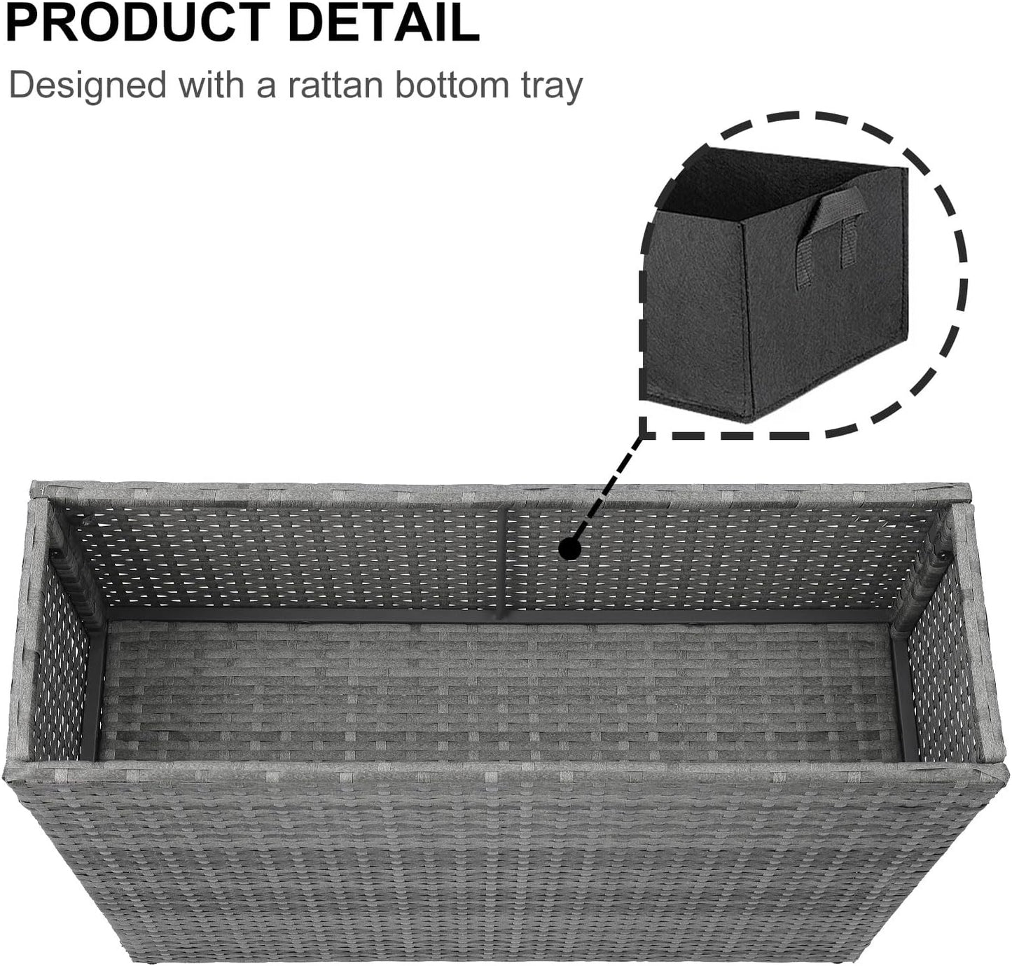 SUNNYPARK Tall Rectangular Planter with Removable Liner, All-Weather PE Rattan Large Modern Planters Indoor Outdoor Flower Plant Pots Garden Box Patio Yard Front Porch Deck