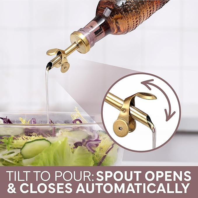 COOK WITH COLOR Glass Olive Oil Bottle Dispenser - 2 Pack- 17oz Oil and Vinegar Cruet - Olive Oil Carafe Decanter for Kitchen