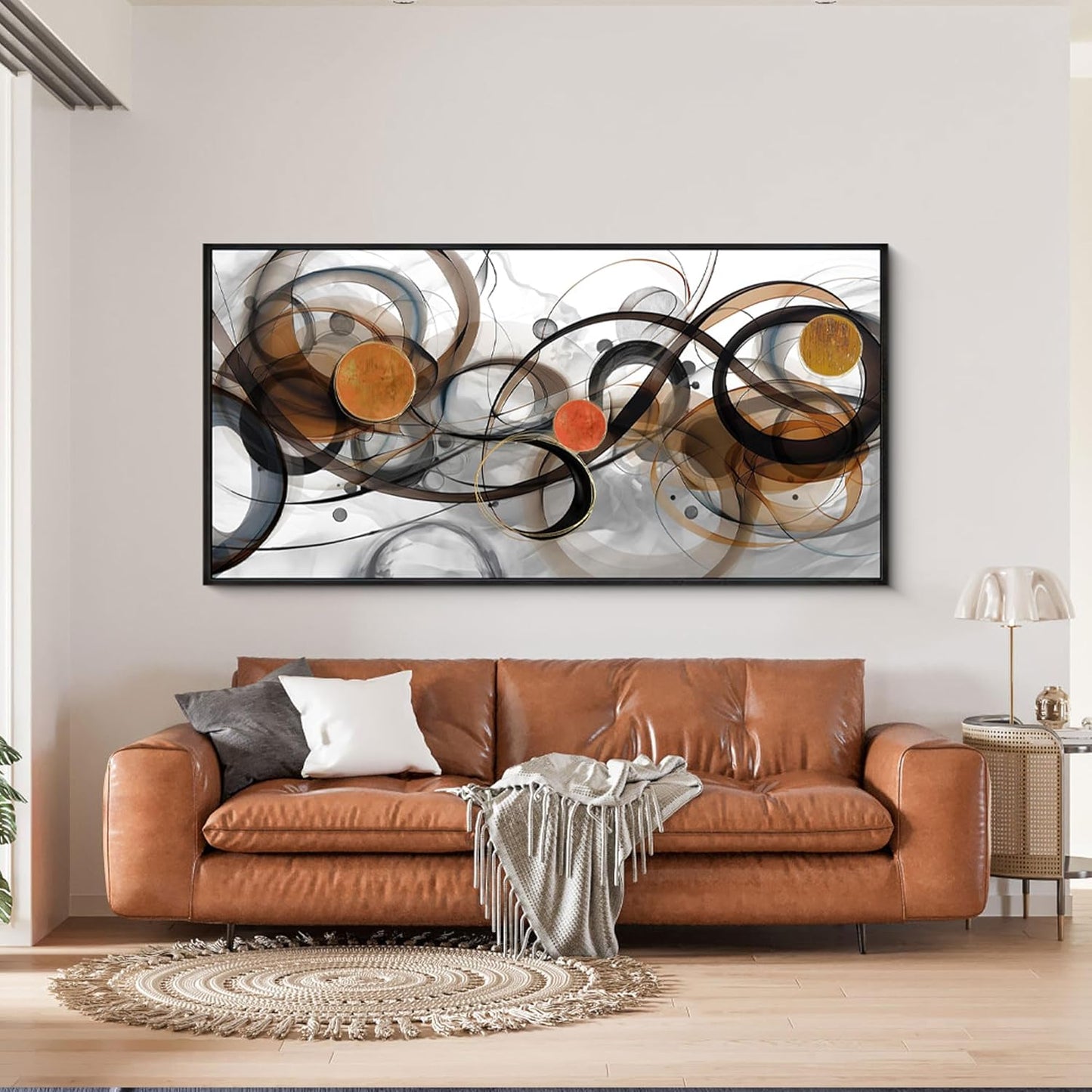 XLSJERST Large Wall Art for Living Room - Black and Gray Canvas Picture Framed Artwork for wall Modern Abstract Minimalist Paintings Oversize Wall Decor