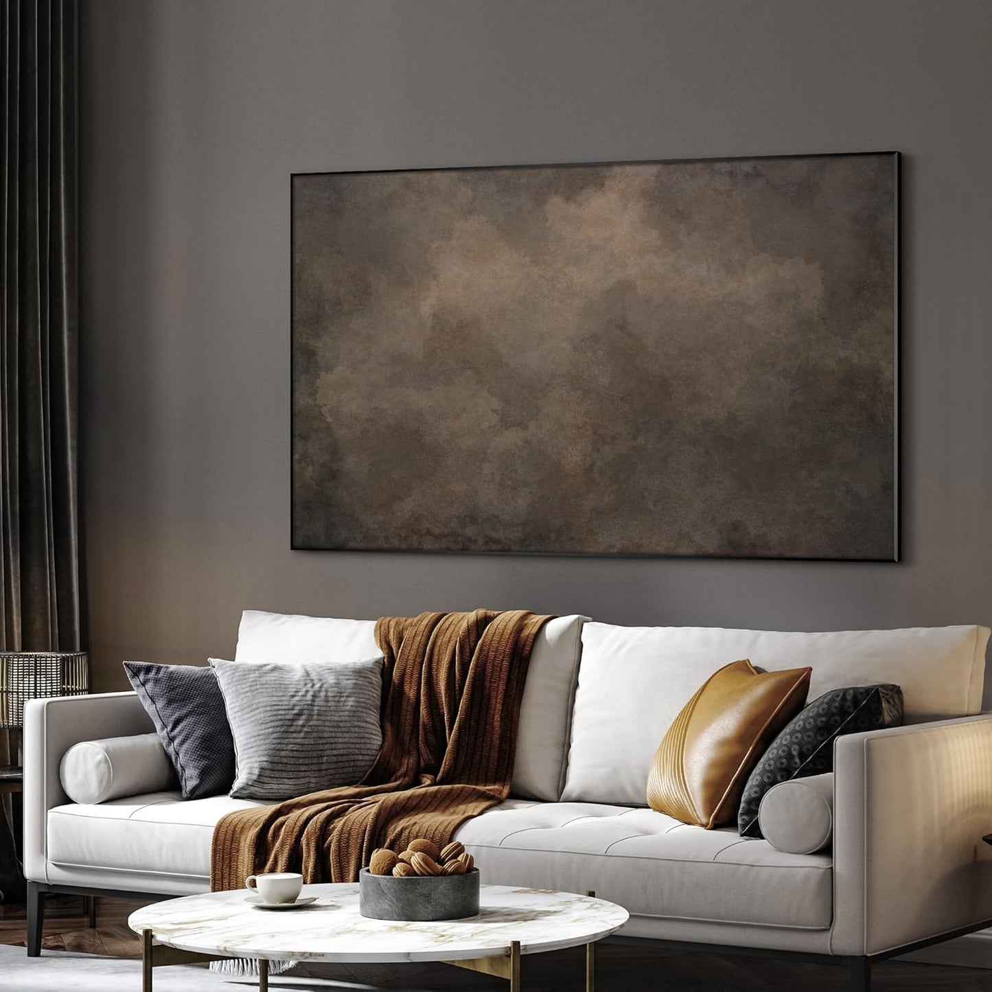 SIGNWIN 30"x60" Extra Large Framed Wall Art Neutral Cloudy Abstract Illustration, Soft Atmospheric Design for Home Living Room Bedroom Decor (Frame Assembly Required)