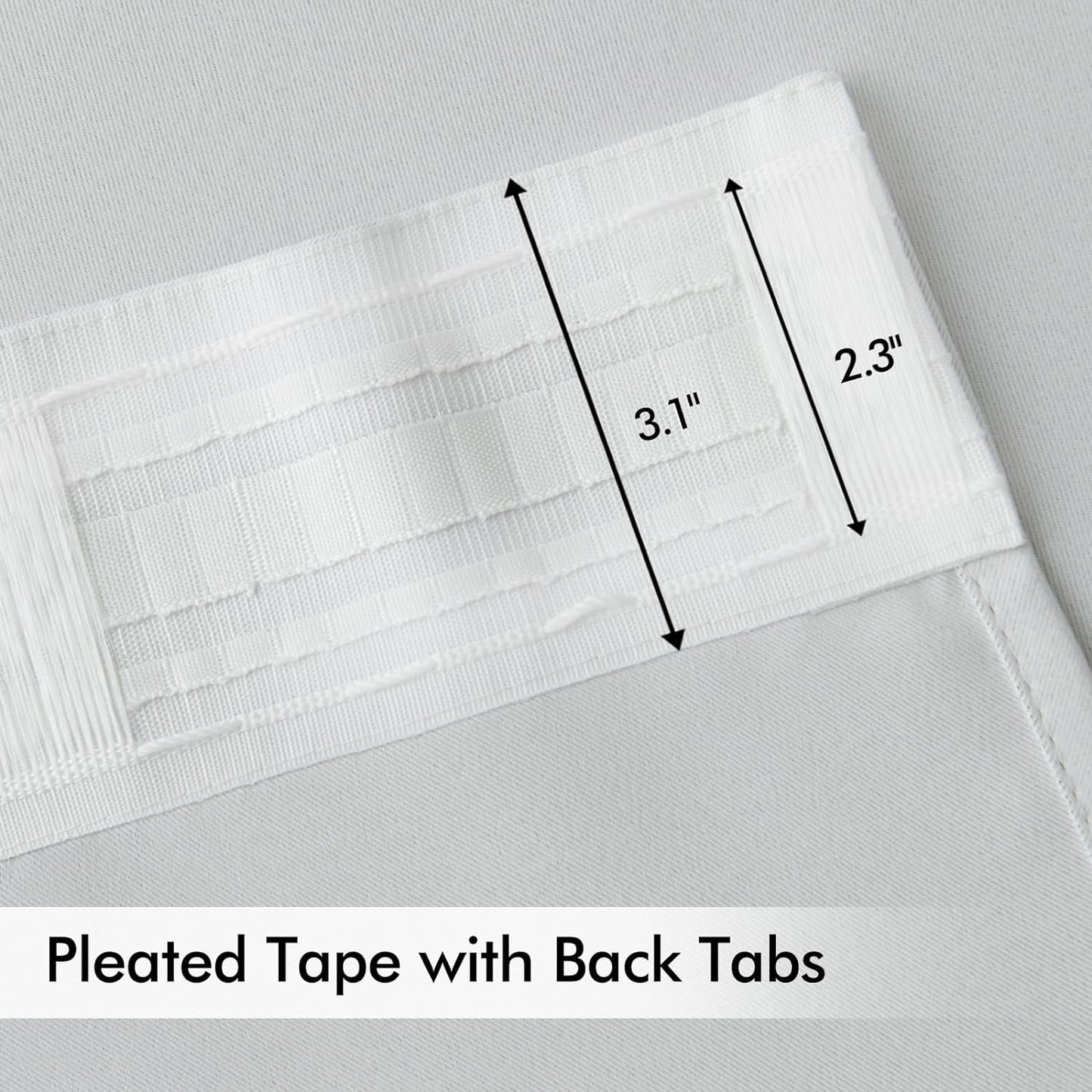 MIULEE Back Tab Light Blocking Curtains 90 Inch Long 2 Panels Set for Living Room Bedroom, Greyish White Rod Pocket/Pinch Pleated Thermal Insulated Room Darkening Blackout Curtains, 52 x 90 Inch