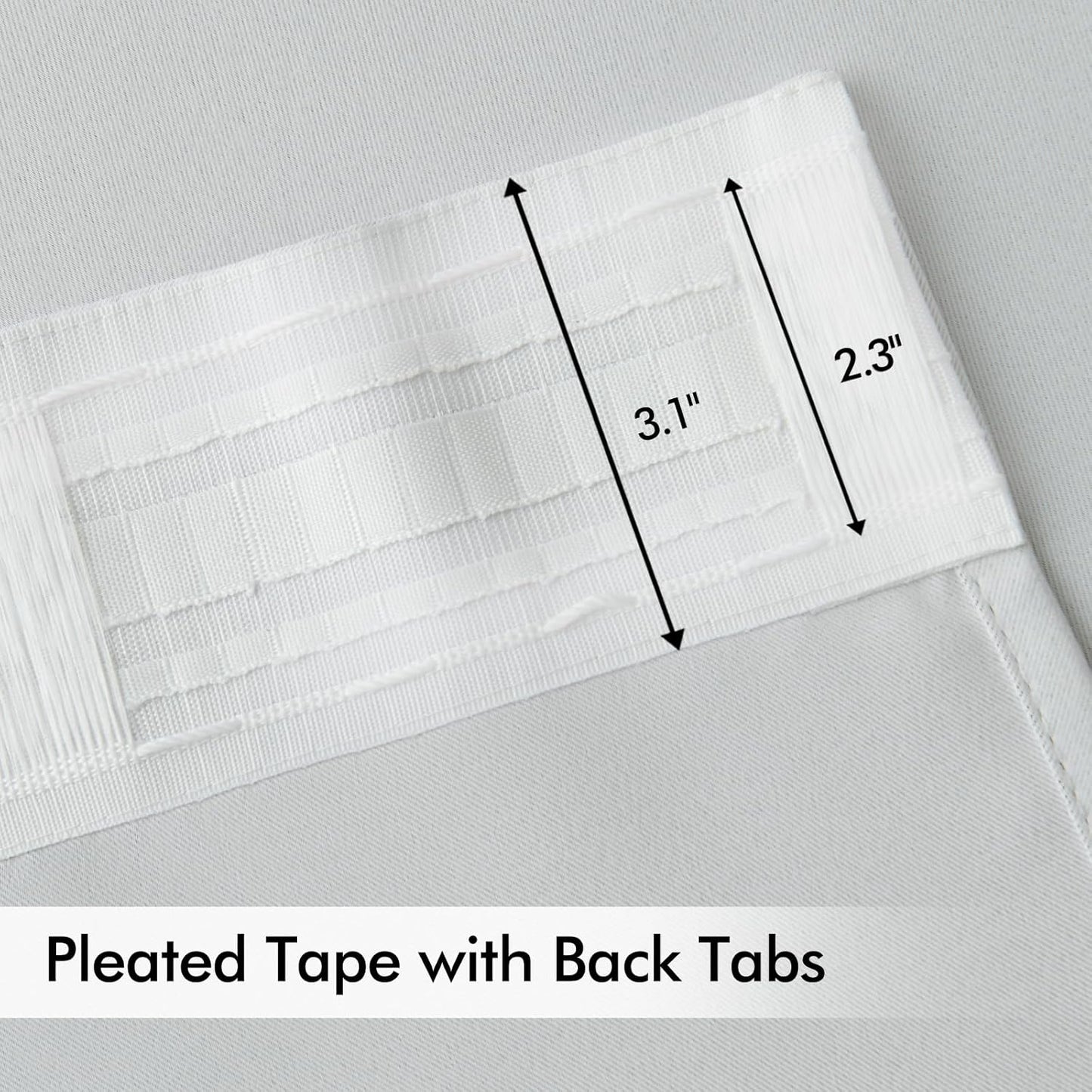 MIULEE Greyish White Back Tab Blackout Curtains 72 Inches Long 2 Panels Set for Living Room Bedroom Privacy, Rod Pocket/Pinch Pleat Thermal Insulated Room Darkening Pleated Light Blocking Drapes