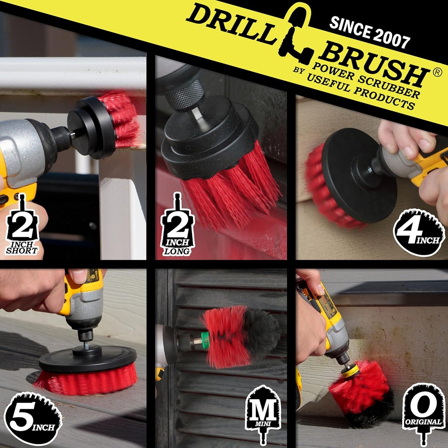 Drillbrush Headstone Cleaning Supplies - Outdoor Power Brush - Fountain Cleaner Tool - Deck Scrubbing Tool - Patio Cleaning Brush - Concrete Garage Floor Cleaner - Granite Scrubber Kit for Drill