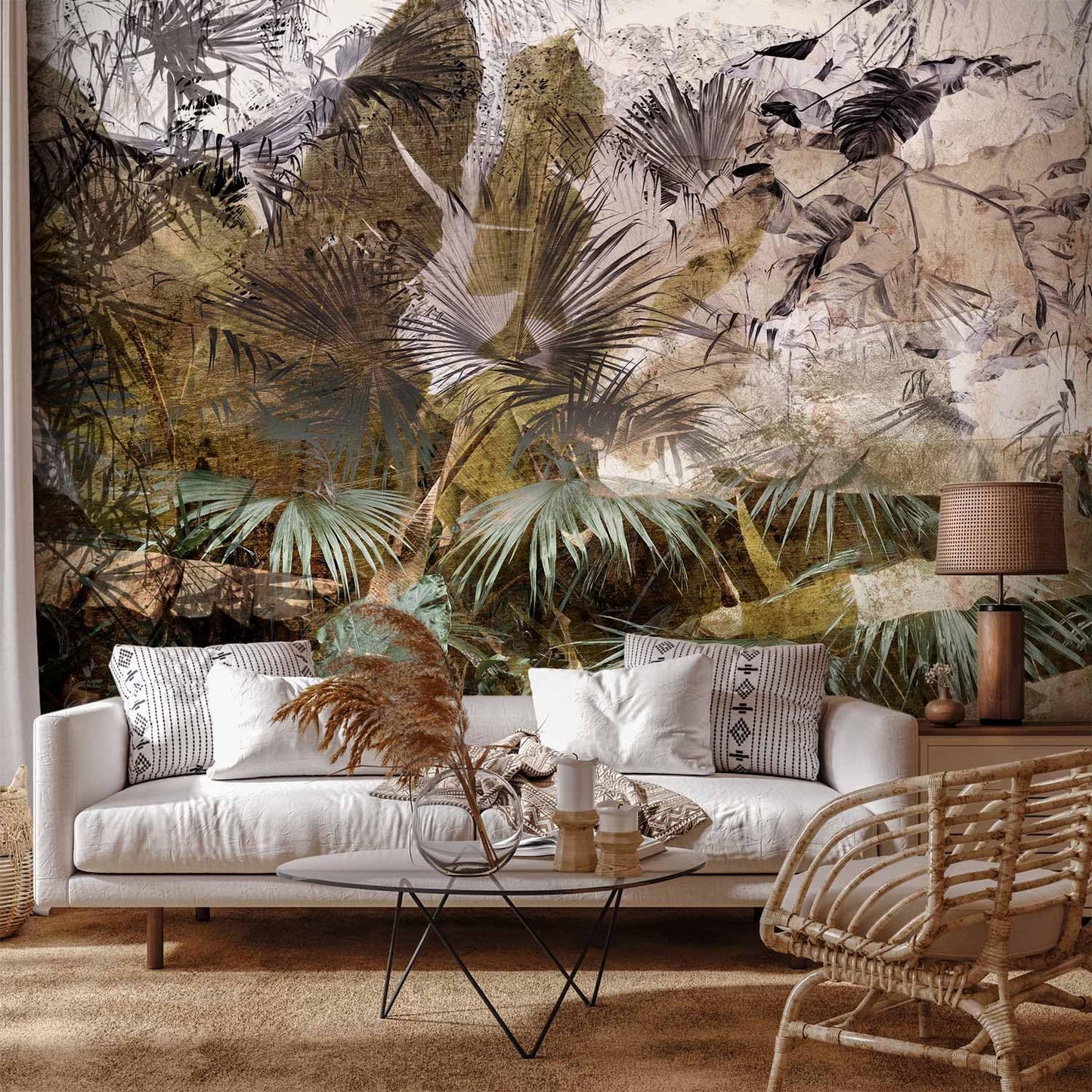 artgeist Premium Wall Mural Tropical Leaves 79x55 in - XXL Non-Woven Wallpaper Fleece Wall Decor Photo Print Picture Image Design Jungle Nature Palm Leaves Like Painted b-C-0789-a-a