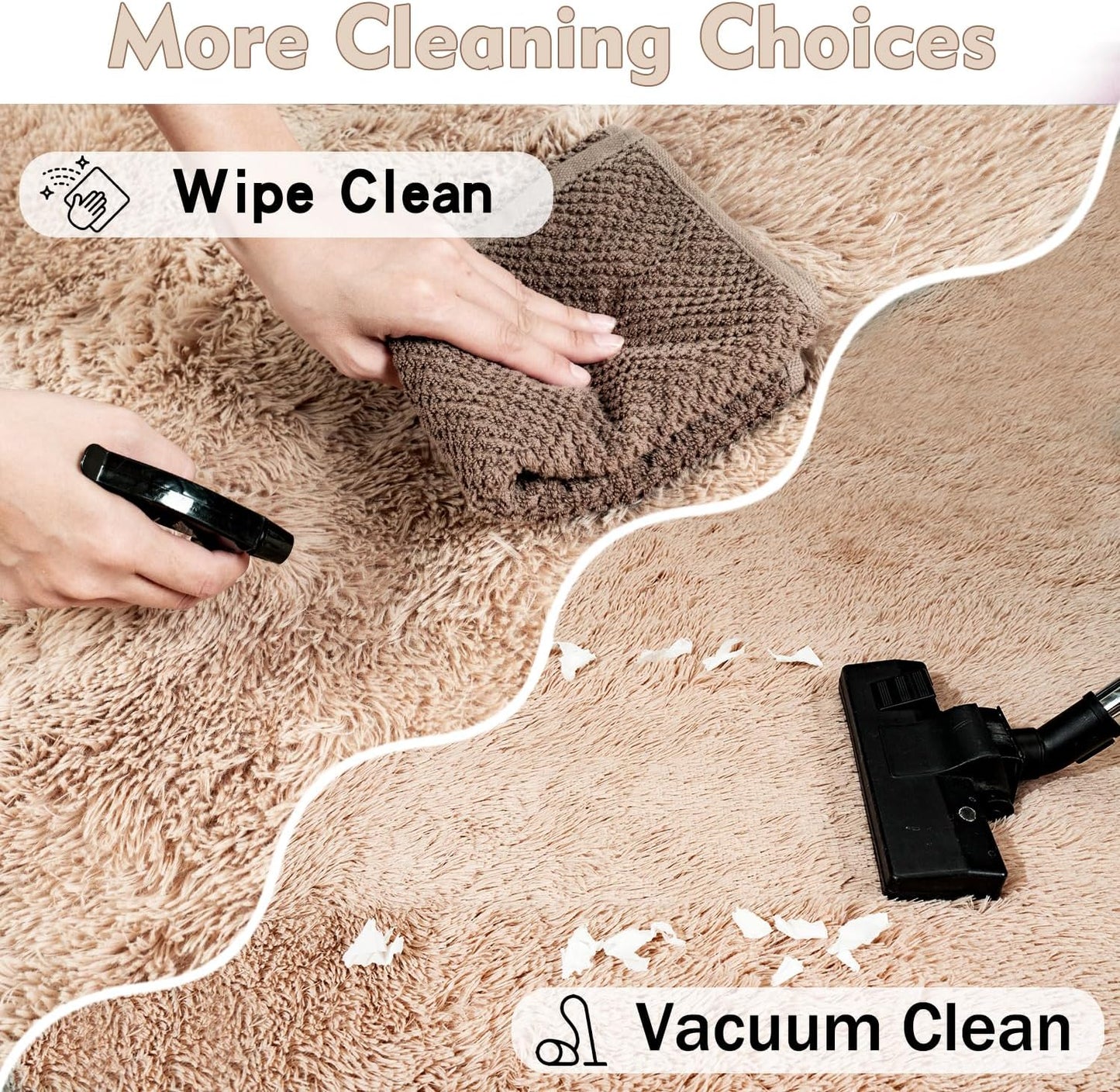 Rezutan Rugs for Living Room, Area Rug 6x9 Fluffy Rug Carpet, Soft Shaggy Modern Floor for Kids Boys Girls Bedroom, Plush Fuzzy Dorm Rug,Camel