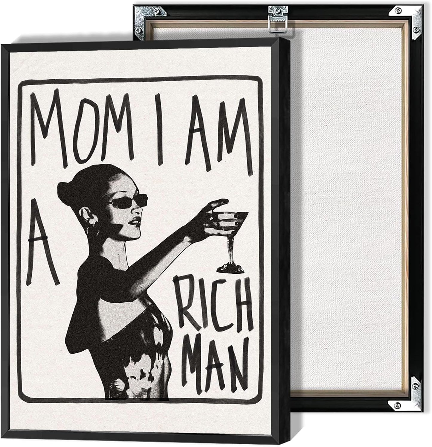 Mom I Am A Rich Man Aesthetic Retro Music Goblet Poster Feminist canvas Wall Art Vintage Bar Cart Wall Decor Preppy Dorm Decor Unique Wall Art prints painting 24x36in Framed